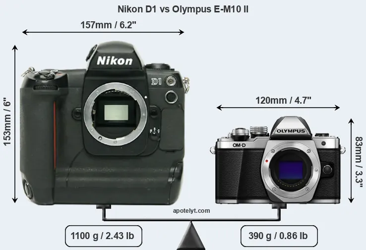 Size Nikon D1 vs Olympus E-M10 II