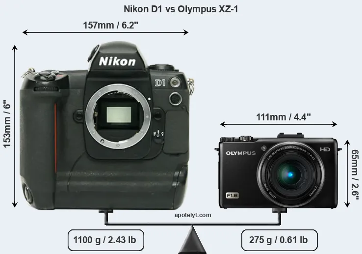 Size Nikon D1 vs Olympus XZ-1
