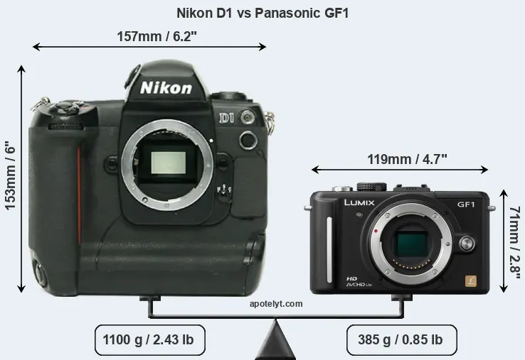 Size Nikon D1 vs Panasonic GF1