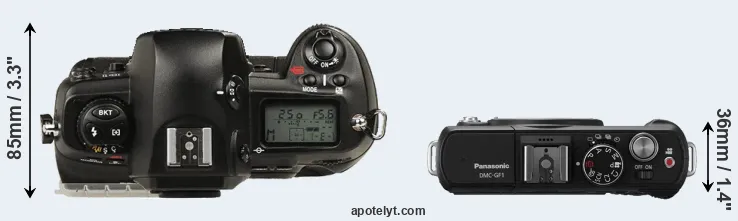 Compare D1 versus GF1 top