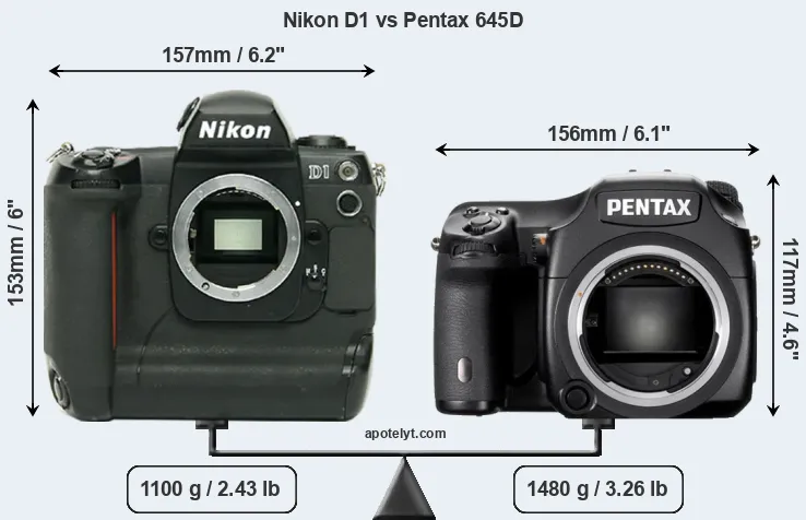 Size Nikon D1 vs Pentax 645D