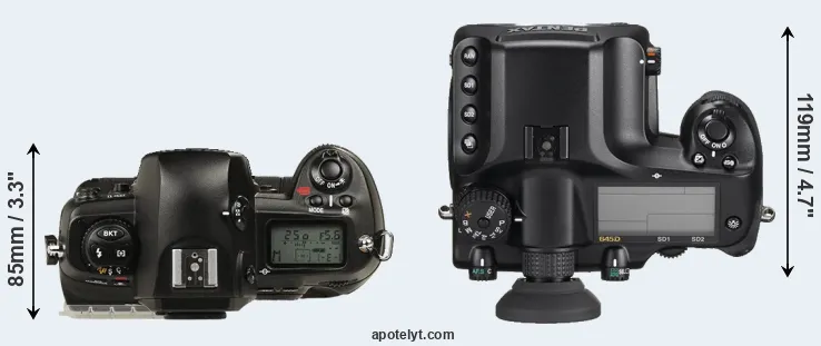 Compare D1 versus 645D top