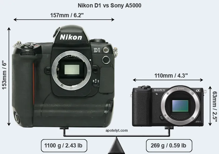 Size Nikon D1 vs Sony A5000