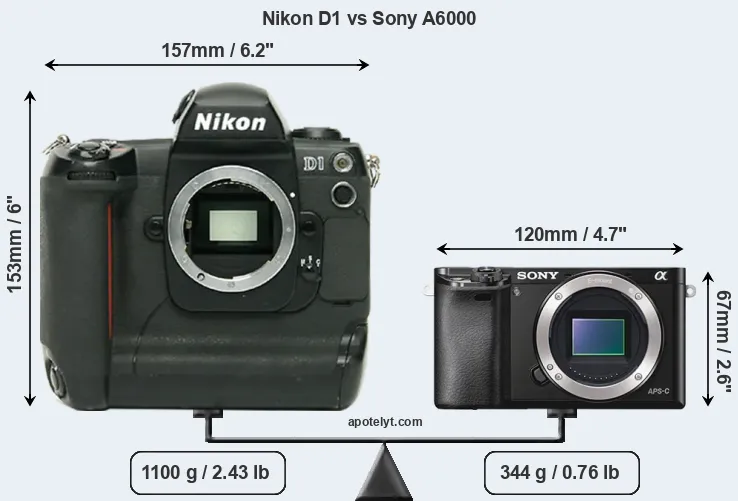 Size Nikon D1 vs Sony A6000