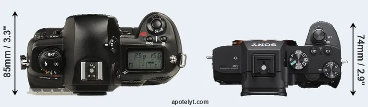Compare D1 versus A7 III top