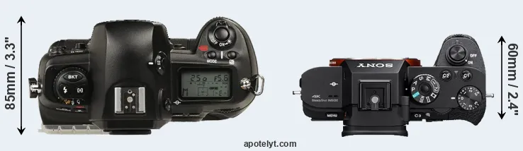 Compare D1 versus A7S II top