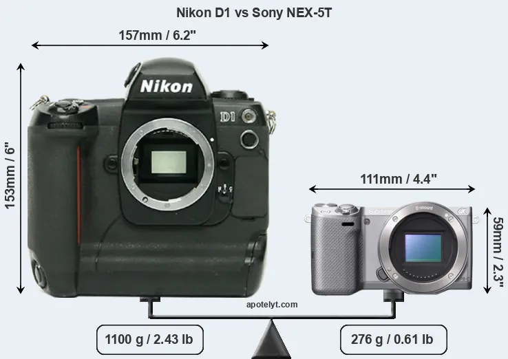 Size Nikon D1 vs Sony NEX-5T
