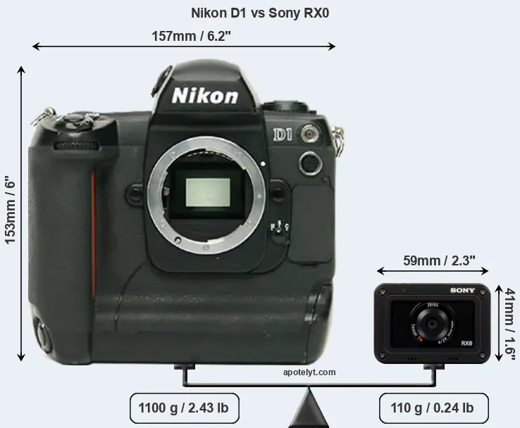 Size Nikon D1 vs Sony RX0