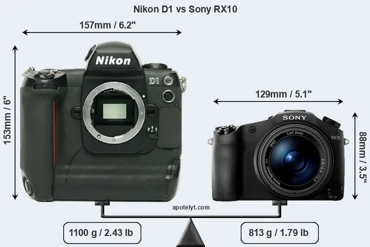 Size Nikon D1 vs Sony RX10
