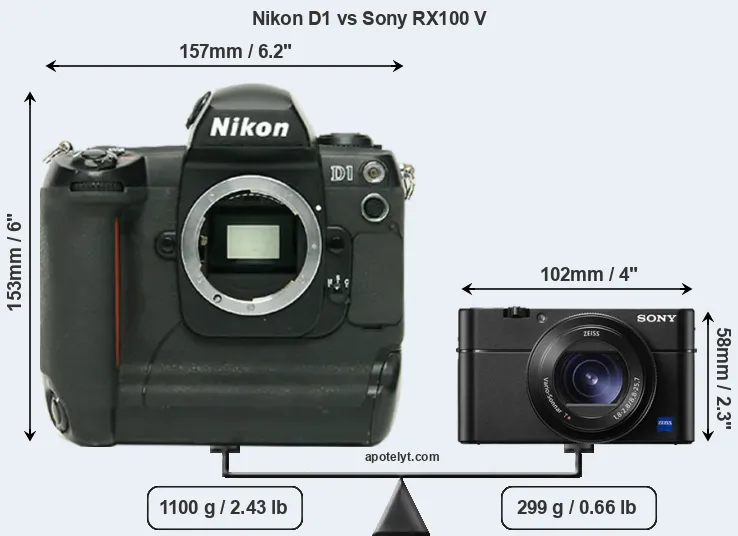 Size Nikon D1 vs Sony RX100 V