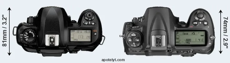 Compare D100 versus D300 top