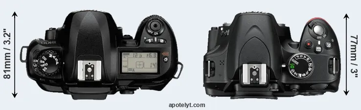 Compare D100 versus D3200 top