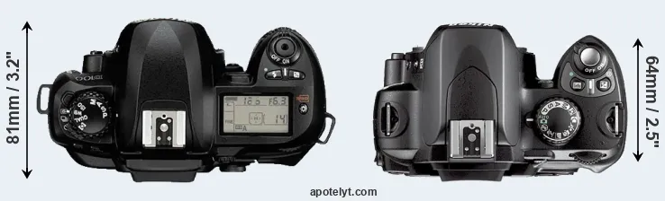 Compare D100 versus D40X top