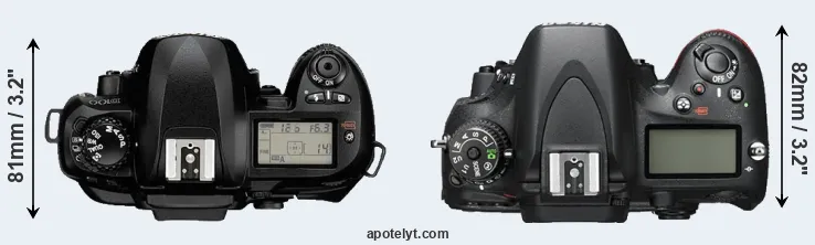 Compare D100 versus D600 top