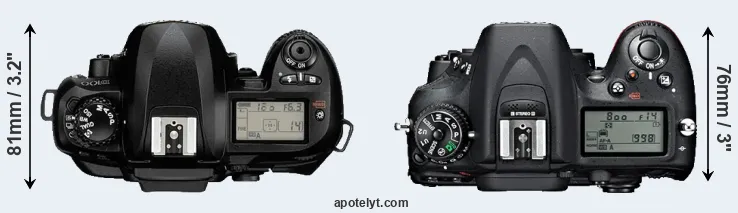 Compare D100 versus D7100 top