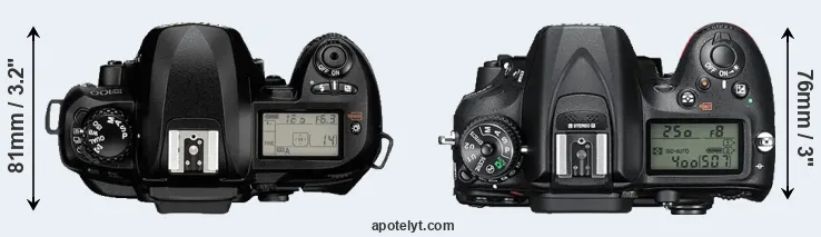 Compare D100 versus D7200 top
