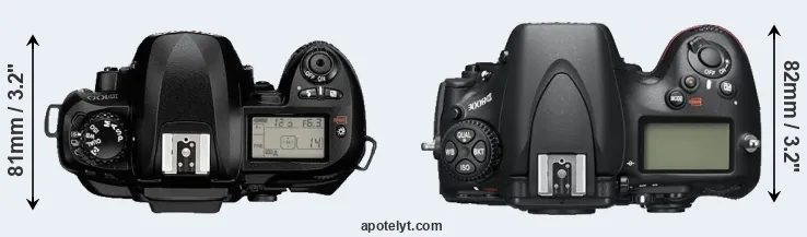 Compare D100 versus D800E top