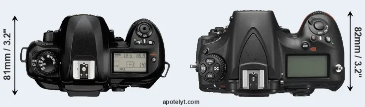 Compare D100 versus D810 top