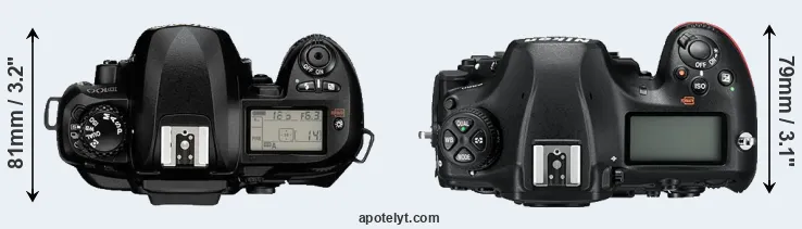 Compare D100 versus D850 top