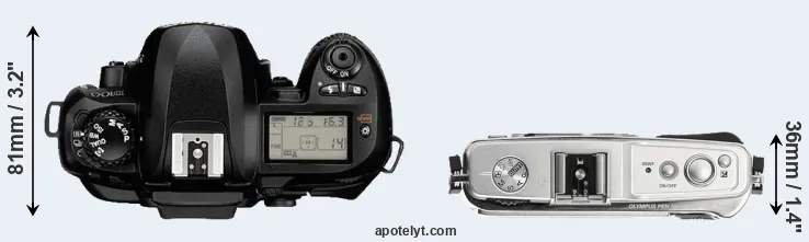 Compare D100 versus E-P1 top