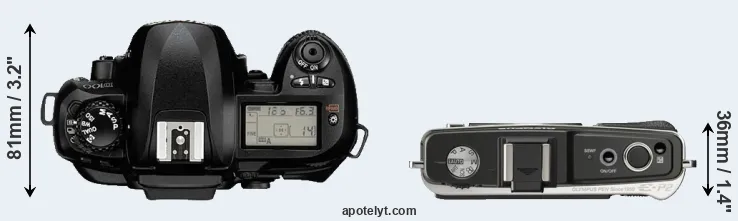 Compare D100 versus E-P2 top