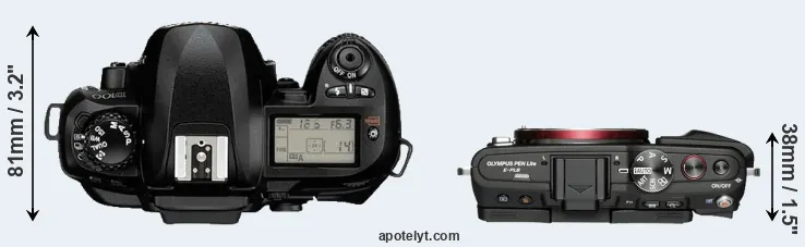 Compare D100 versus E-PL6 top