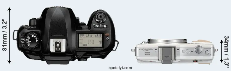 Compare D100 versus E-PM2 top