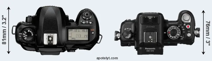 Compare D100 versus GH2 top