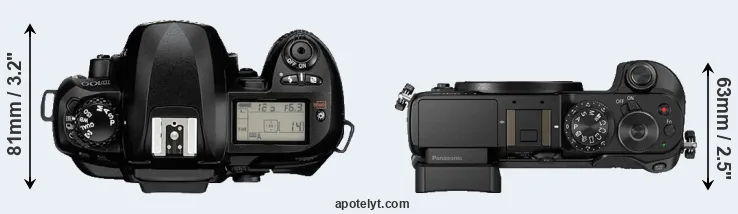 Compare D100 versus GX8 top