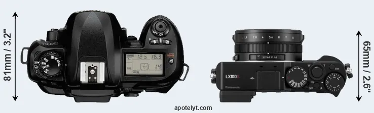 Compare D100 versus LX100 II top