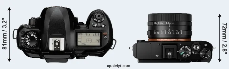 Compare D100 versus RX1R II top