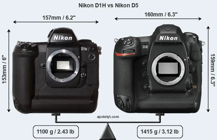 Size Nikon D1H vs Nikon D5