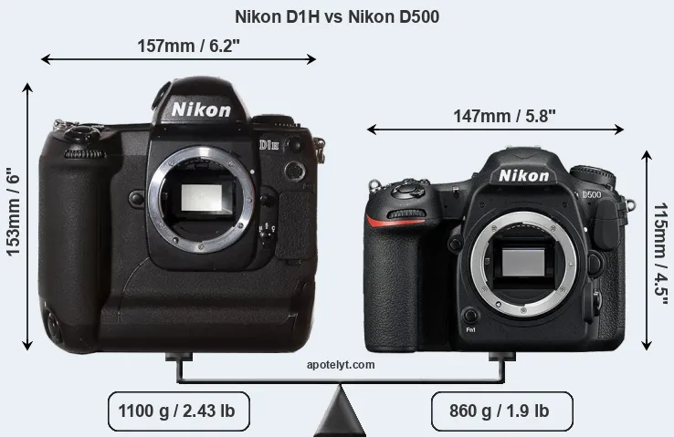 Size Nikon D1H vs Nikon D500