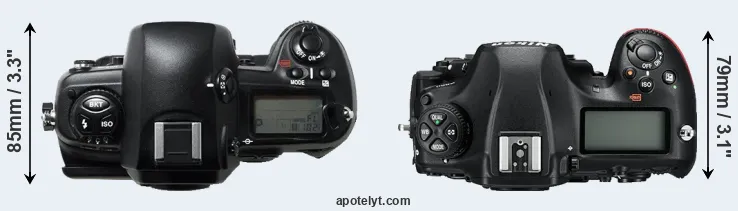 Compare D1H versus D850 top