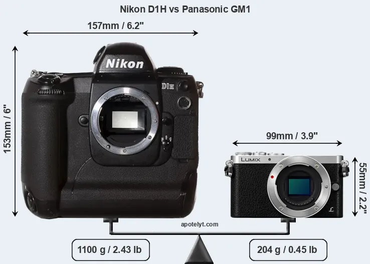 Size Nikon D1H vs Panasonic GM1