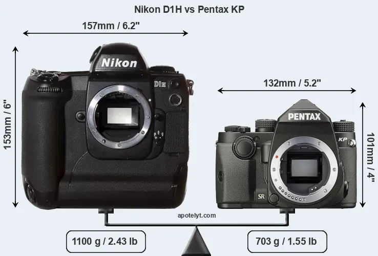 Size Nikon D1H vs Pentax KP