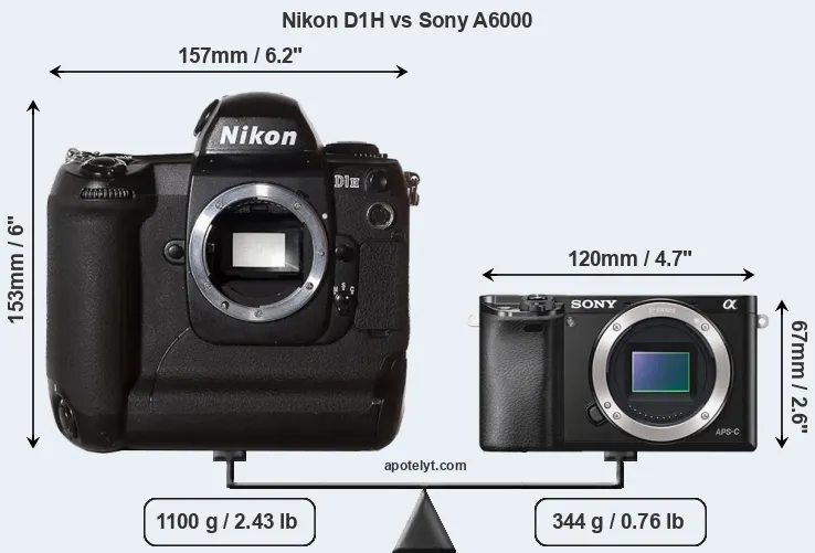 Size Nikon D1H vs Sony A6000