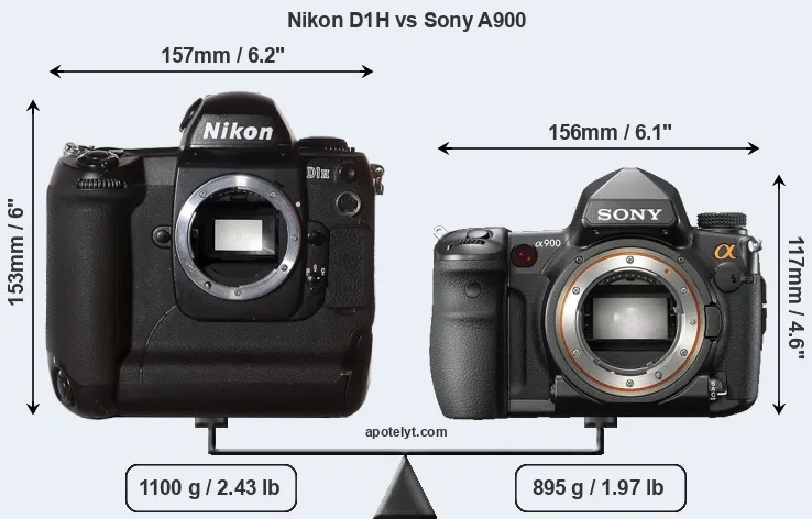 Size Nikon D1H vs Sony A900