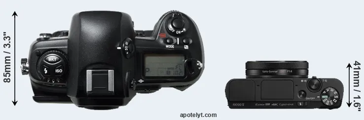 Compare D1H versus RX100 V top