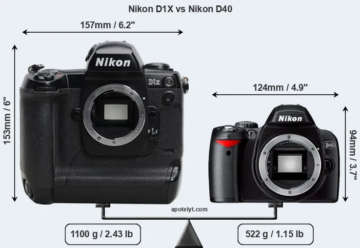 Size Nikon D1X vs Nikon D40