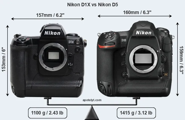 Size Nikon D1X vs Nikon D5