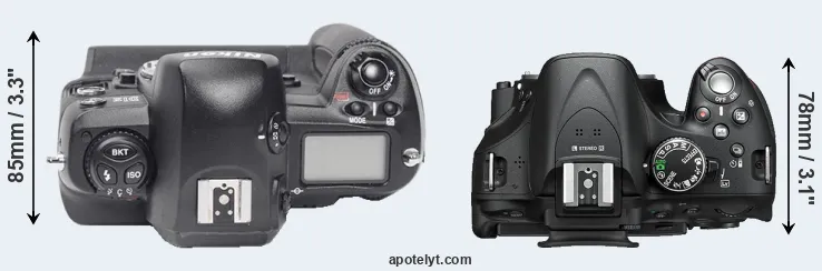 Compare D1X versus D5200 top