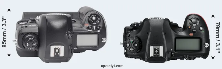 Compare D1X versus D850 top