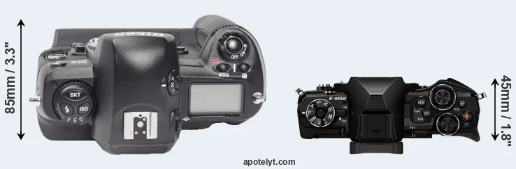 Compare D1X versus E-M5 II top