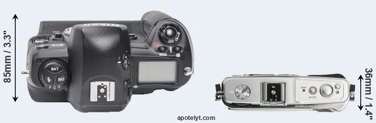 Compare D1X versus E-P1 top