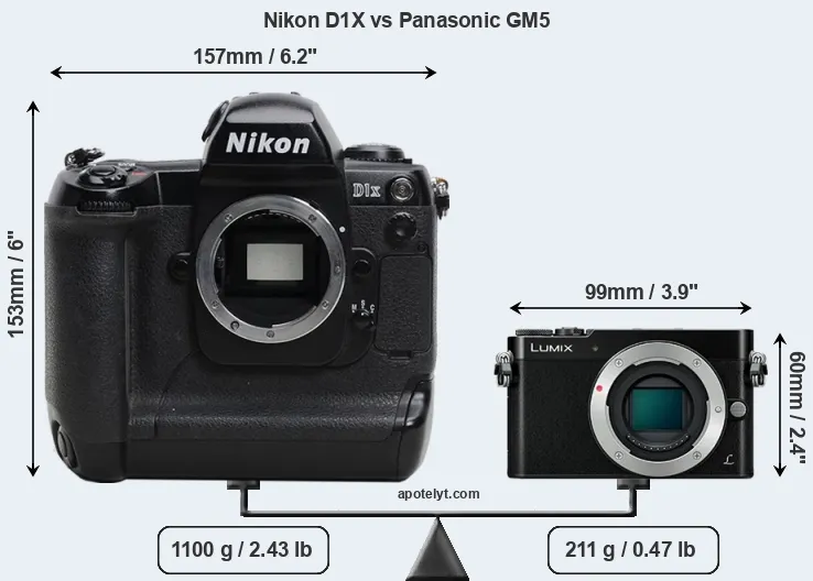 Size Nikon D1X vs Panasonic GM5