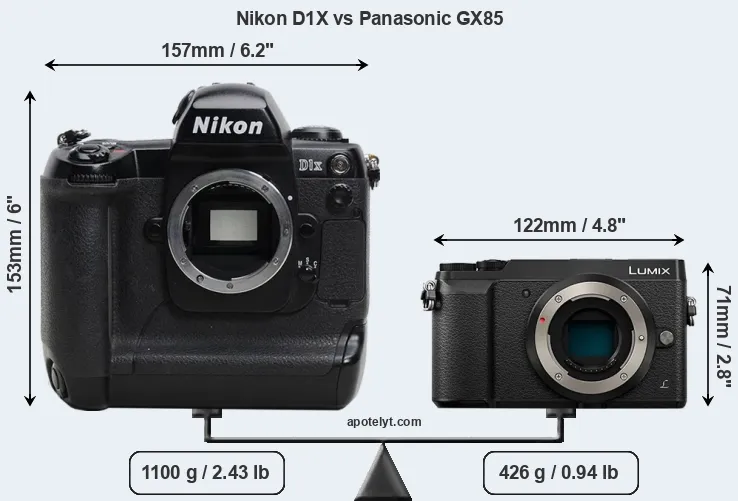 Size Nikon D1X vs Panasonic GX85
