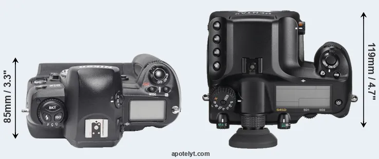 Compare D1X versus 645D top