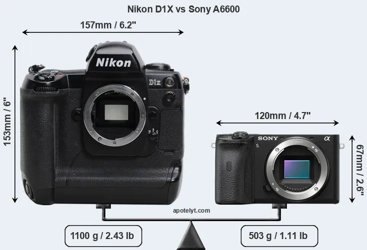 Size Nikon D1X vs Sony A6600