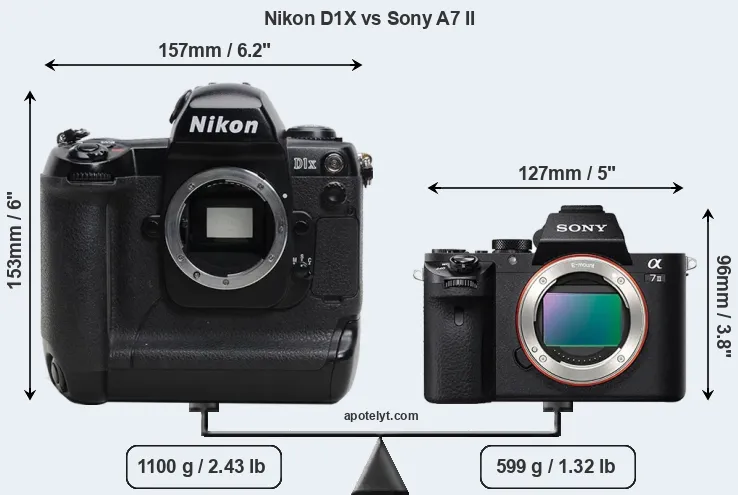 Size Nikon D1X vs Sony A7 II